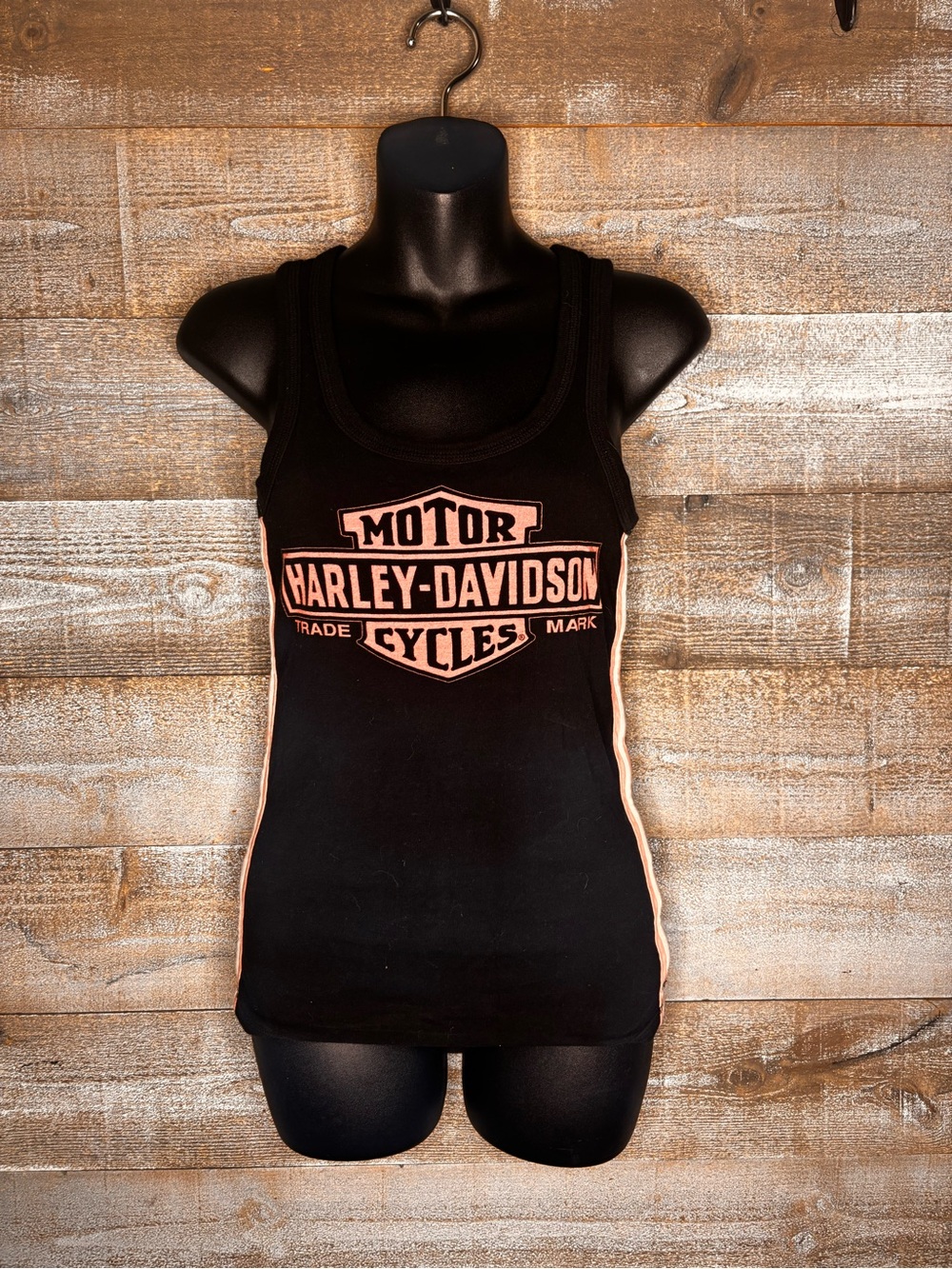 Harley-Davidson vintage Y2K Black Tank with Pink Logo and Side stripe XS